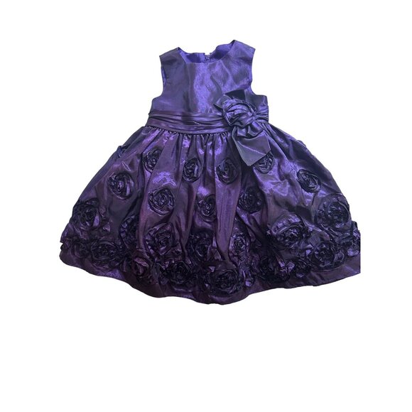 Bonnie Baby  Sz 12 Month Purple Sleeveless Rosette Dress With Bow Accent & Full - Picture 10 of 10